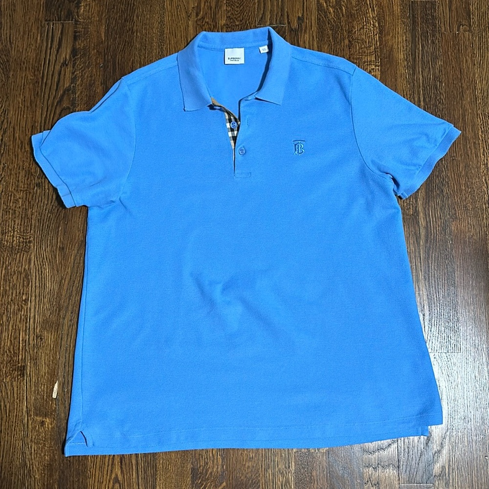Burberry baby blue polo size xxl
